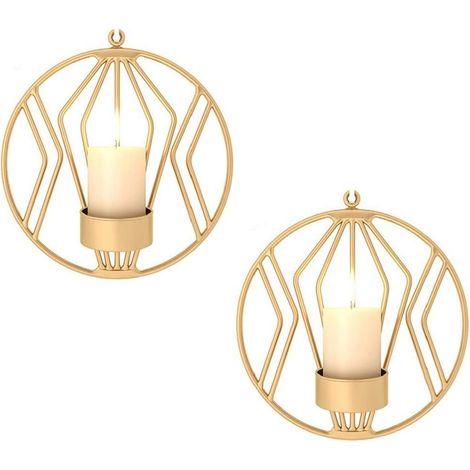 MINKUROW, Luces De Pared De Metal, Decoración De Pared, Iluminación De Cena Con Velas En La Sala De Estar/Comedor/Encimera Dorada (1/5)