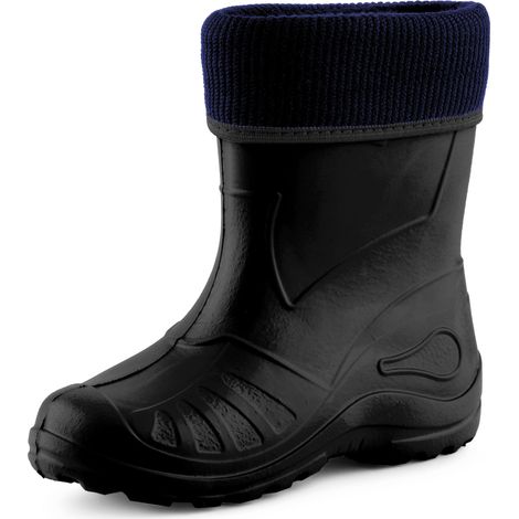 Ladeheid Kinder Mädchen Jungen Federleichte EVA Thermo Gummistiefel Gefüttert KL058 (Schwarz, 34 EU)