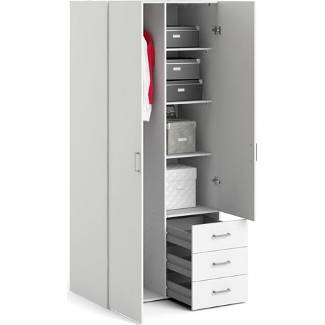 Armadio Multiuso 2 Ante Arci, Appendiabiti, 3 Ripiani, 49.5x175.4h cm Bianco