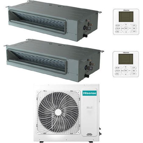 Climatizzatore Condizionatore Hisense Canalizzabile R32 Dual Split Inverter 18000 + 18000 BTU con U.E. 3AMW72U4RJC Classe A++/A+ (1/3)