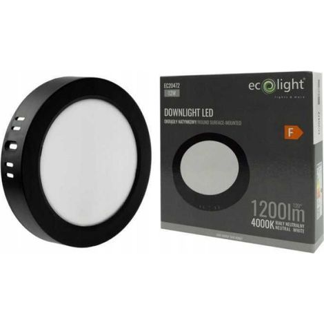 Downlight Led - 12 W - 4000 K - Cercle - Noir - 1 Unite (1/5)