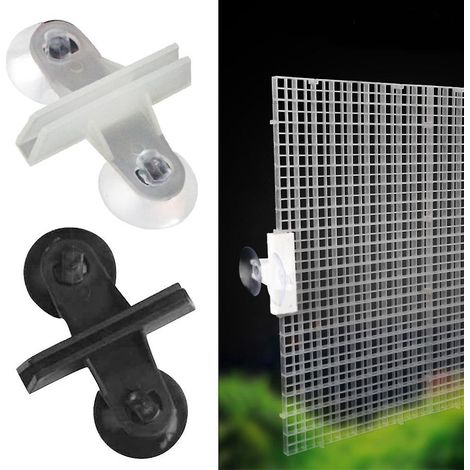 Lot de 10 pinces de fixation pour aquarium en verre, clips séparateurs avec ventouses, noir et blanc, maintien solide pour plaques de séparation (1/5)