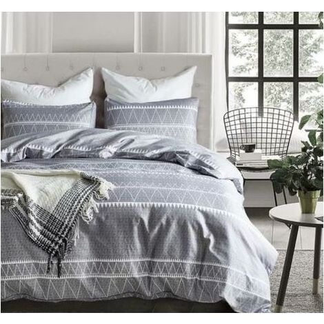 Housse de Couette 200x200 avec 2 Taies d'oreiller 65x65 cm ,Design Bohémien,Parure de lit 200x200 cm,Housse Couette avec Fermetures éclair, Gris (1/5)