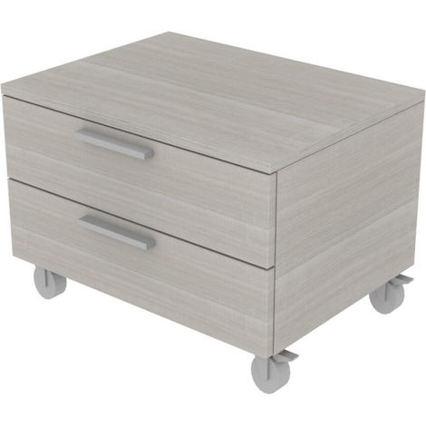 Cassettiera 2 cassetti - Design moderno, chiusura rallentata - Rovere rock