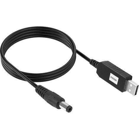 Câble convertisseur de tension USB 5 V vers CC 9 V 1 m USB vers CC 5,5 x 2,1 mm Courant max 800 mAh pour ventilateur LED Routeur haut-parleurs (1/5)