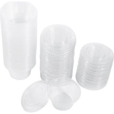 50 Pièces Récipients en Plastique Transparent pour Sauce avec Couvercle, Boîtes Alimentaires Jetables pour Emporter (60ml) (1/3)
