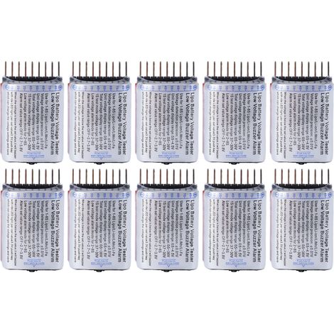 Kit de 10 testeurs de tension pour batteries LiPo 1-8S avec affichage numérique et alarme sonore de basse tension (1/5)