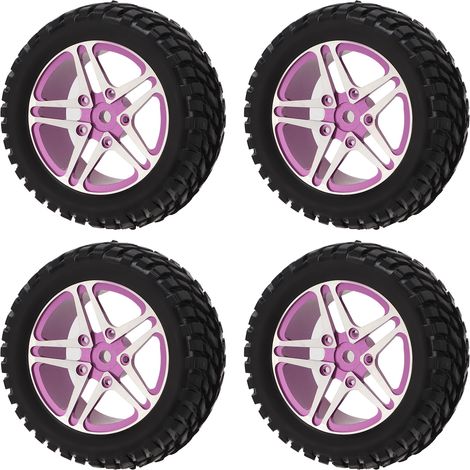 Pneus RC 1/10 avec moyeu en alliage d'aluminium, 5 rayons, en caoutchouc, pour remplacement, violet (1/5)