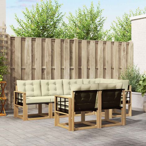 vidaXL Outdoor-Sofagarnitur mit Kissen 7 pcs Weiß und Creme (1/5)