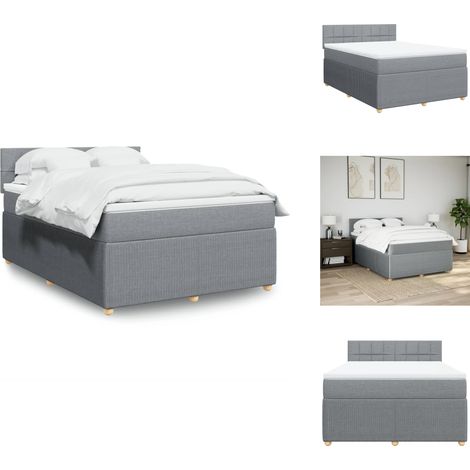 Boxspringbett mit Matratze Hellgrau 140x200 cm Stoff - Boxspringbett - Boxspringbetten - Bett - Schlafzimmermöbel (1/5)