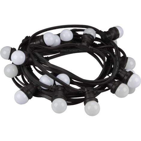 HQ-Power LED Lichterkette für Innen und Außen mit 20 LED Lampen, E27 Fassungen, 11 m Lichterkette IP44, dekorative Garten und Terrassenbeleuchtung für Balkon und Garten