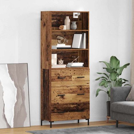 vidaXL  Highboard  Old Wood 69.5 x 34 x 180 cm Engineered Wood