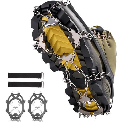 Crampons de traction pour la marche, crampons à 24 pointes pour chaussures, crampons Ready Ice - Unisexe avec dents en alliage durable pour les activités de plein air, l'escalade, l'alpinisme, la marc (1/5)