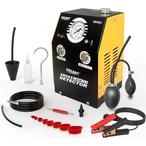 Nebelmaschine, Lecksuchgerät für Kraftfahrzeuge, DC 12 V, mit Druckmesser. GELB.