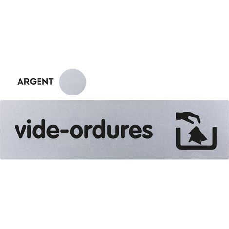 Plaque de porte Vide ordures - Classique argent 170x45mm - 4321295