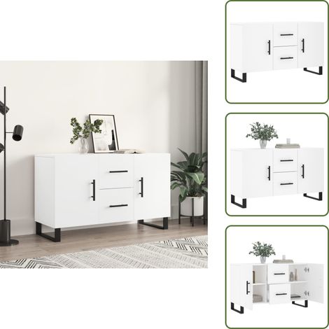 Buffet blanc 100x36x60 cm bois d'ingénierie - Buffet Blanc - Meuble De Rangement - Armoire - Commode - Design Moderne (1/5)