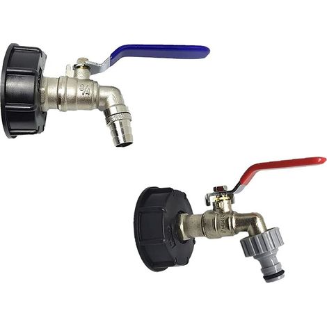 1pcs Robinet Cuve 1000L,Robinet pour IBC Robinet Recuperateur Eau De Pluie Adaptateur De Cuve Robinet,Adaptateur De Réservoir De Vidange,Robinet en Laiton Fabriqué en PP Filetage Gros 60 Mm (Red 1/2)