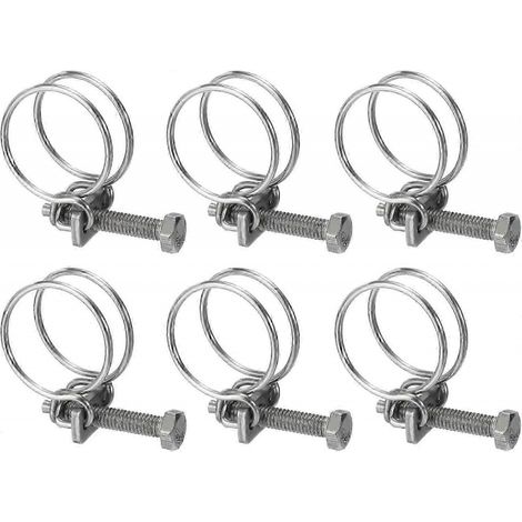 Collier de serrage, jeu de 6 unités, en acier inoxydable, 25 à 29 mm, pour l'entretien et le remplacement dans les systèmes mécaniques.-AquaForge (1/5)