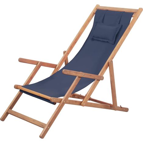 vidaXL Chaise pliante en tissu et structure en bois bleue (1/5)
