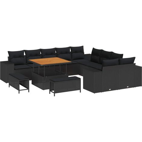 Maison Exclusive - Set Divano da Giardino con cuscino 13 pcs Nero polyrattan (1/5)