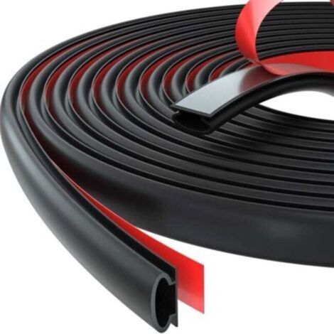Joint d'étanchéité isolant thermique et acoustique pour portes et fenêtres avec profil en D, joint en caoutchouc auto-adhésif pour portes d'entrée, bandes PVC pour cadres de portes de voiture (6 m, D- (1/5)
