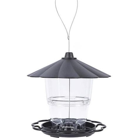 Mangeoire Oiseaux - Silo Alimentaire Transparent 1134 ml - Toit Incliné Antipluie - Pour Jardin Balcon Terrasse - 1 Pièce