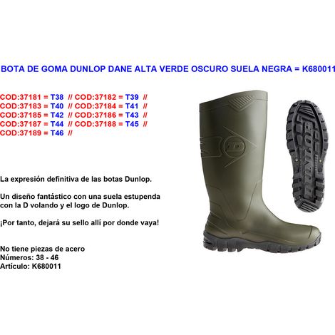 Botte de pluie Dunlop High Top en caoutchouc vert DANE N° 46K680011
