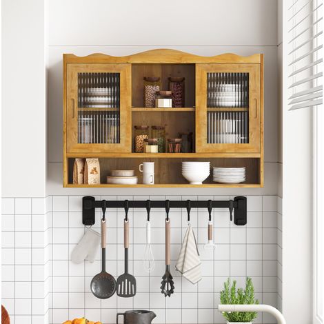 Schrank mit Schiebetüren 90 cm aus Holz und Glas OKMYHOME (1/5)
