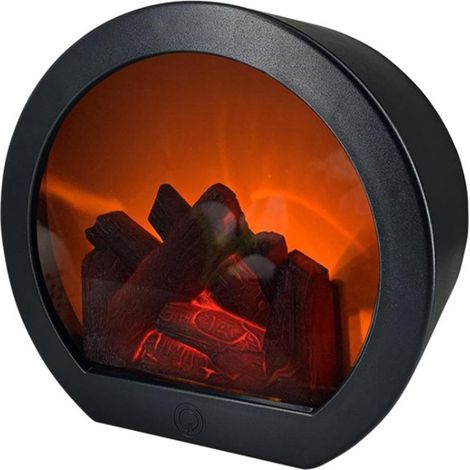 Lampe Cheminee Led Ronde - Flamme Artificielle Sans Chaleur - Décoration Intérieure Extérieure - 18,5 x 20 x 10 cm - Toucher Sensible - Alimentation USB ou Piles (1/5)