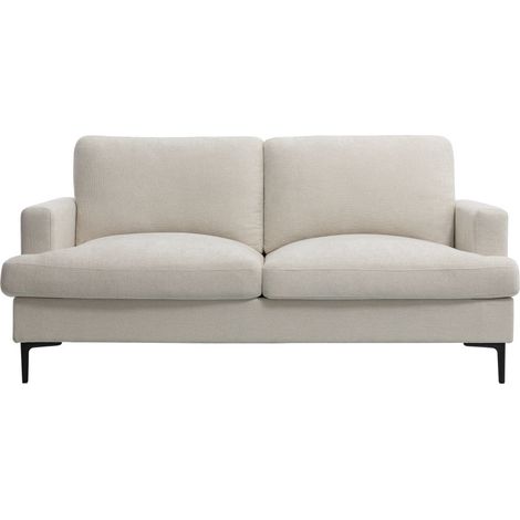 Canapé droit TALMA 3 places en tissu beige pieds métal (1/5)