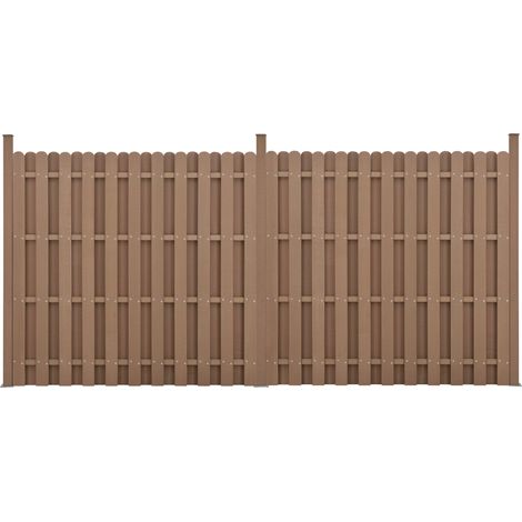 kit de 2 vallas de barrera de privacidad de madera compuesta (WPC) marrón 185 x 376 cm 030006603 (1/5)