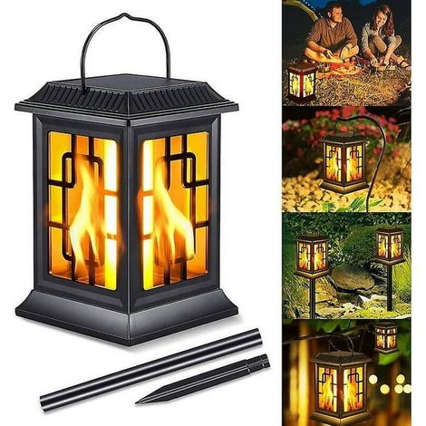Lampe Torche Solaire Extérieur, Effet Flamme Réaliste, IP65 Étanche, 2 Modes d'Éclairage, Lumière Solaire Décorative pour Jardin, Patio, Allée (1/5)