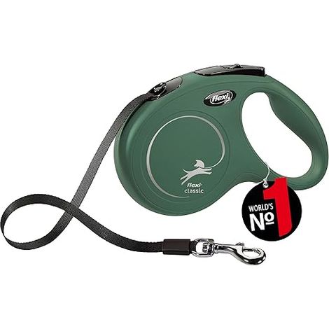 FLEXI CLASSIC M SANGLE 5 M VERT OLIVE LAISSE À ENROULEUR POUR CHIEN JUSQU'À 25 KG 600.7778