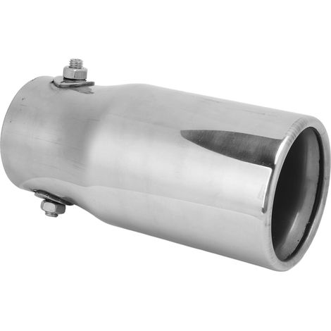Silencieux d'échappement argenté, tuyau d'échappement en acier inoxydable, entrée de 62 mm/2,44 pouces, sortie de 76 mm/2,99 pouces, conception universelle, convient aux voitures et aux camions. (1/5)