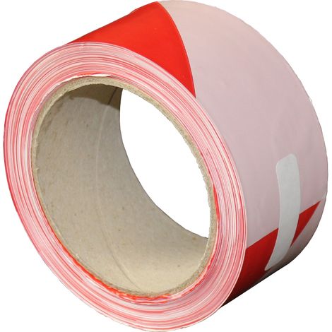 Soppec – Ruban de signalisation 100m rouge et blanc – Pour balisage de chantiers et événements – Largeur 50mm – Résistant aux intempéries (1/3)