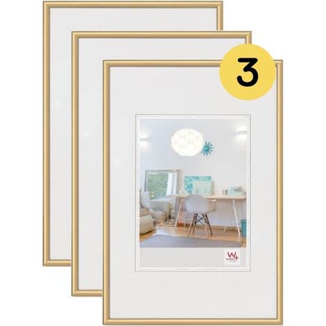 Cadre photo Or 30 x 40 cm lot de 3, Cadre en plastique KV040G3 (1/5)