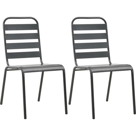 Stapelbare Gartenstühle 2 Stk. Stahl Grau