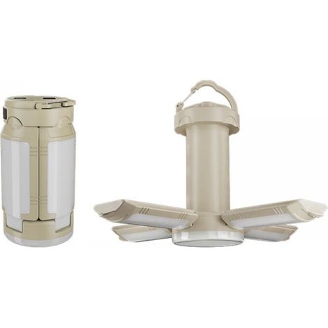Lanterne de camping pliable, 4 lumières, étanche IPX4, avec affichage numérique LED, idéale en cas de panne de courant ou d'urgence, beige (1/5)