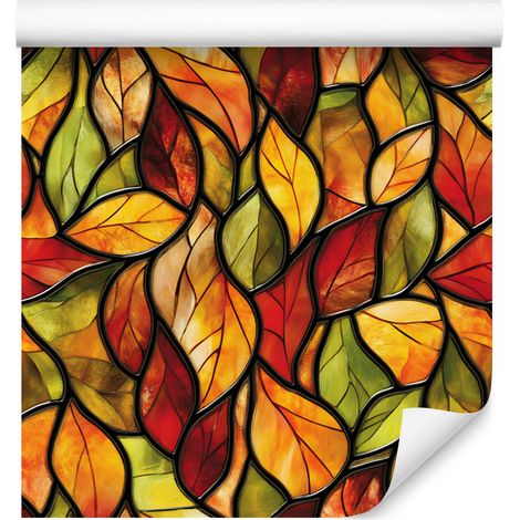 Buntglas-Tapete in Gold und Gelb für Wohn- und Schlafzimmer, 50 x 1000 cm (1/5)