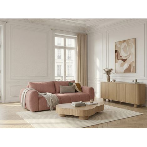 BOBOCHIC - Canapé droit convertible ouverture express 3 places FUJI tissu lisse   Rose
