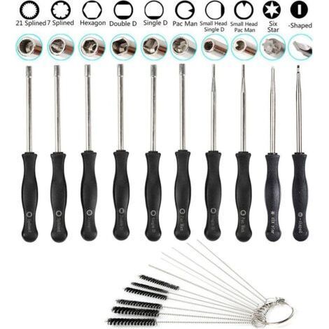 Kit de clé de réglage de carburateur Débroussailleuse et tronçonneuse,lot de 10 Outil de réglage de carburateur avec brosse de nettoyage Aiguille de carburateur (1/5)