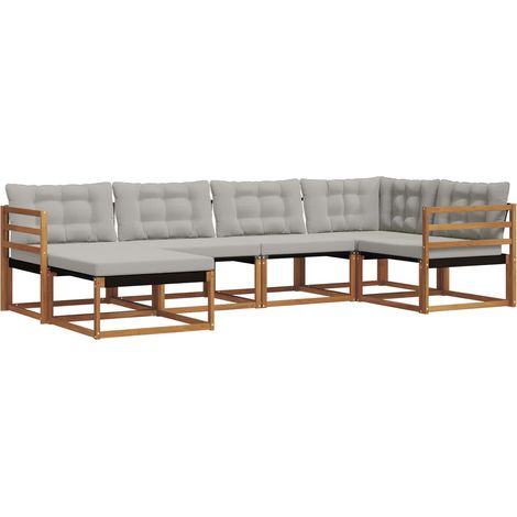 vidaXL Outdoor Sofa Set 6 pcs Natural and Light Grey Solid Acacia Wood (1/5)
