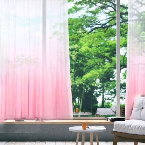 Rideau à œillets dégradé rose dégradé pour fenêtre, chambre ou balcon (1/5)