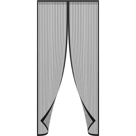 Magnetischer Fliegengitter-Vorhang, Türvorhang für Öffnungen bis zu 90 x 210 cm (Schwarz)
