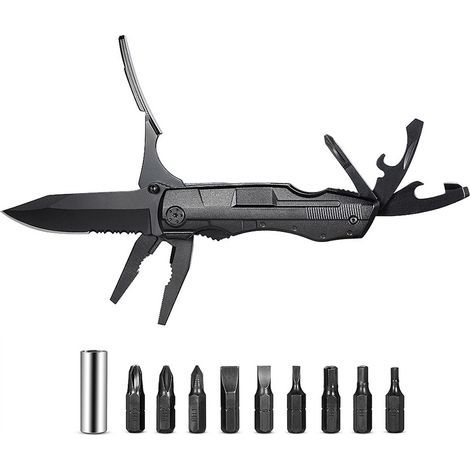 Multifonction, 13 en 1 Couteau Multifonction Portatif en Acier Inoxydable Couteau Suisse de Survie pour Activités Extérieures, Camping, Randonnée, Cadeau Homme (1/5)