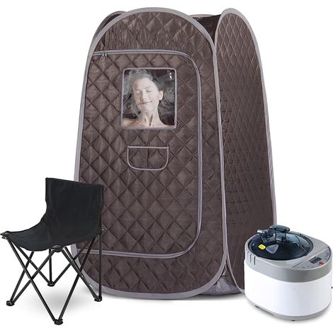 Kit de sauna portatif Ensemb de sauna à vapeur portab pine grandeur, spa for relaxation, thérapie de désintoxication du corps avec grand cuiseur à vapeur de 4 litres et télécommande Tente de sauna per (1/5)