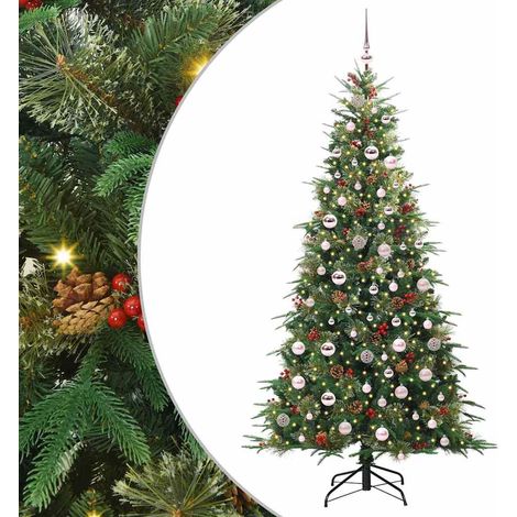 Albero di Natale Albero natalizio Albero festivo Artificiale con Rami Pieghevoli Verde 210 cm (1/5)