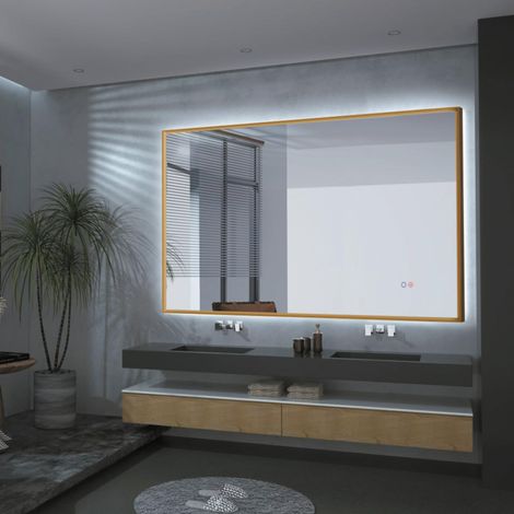 LEDIMEX- Espejo Baño 140X80cm con Led y Antivaho Oro