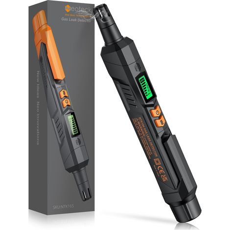 Natural Gas Leak Detector with Visual and Audible Alarm, Portable Combustion Analyzer, Locates Carbon Monoxide, Methane, and CO2 Leaks for Camper Van and Home - Black (1/5)