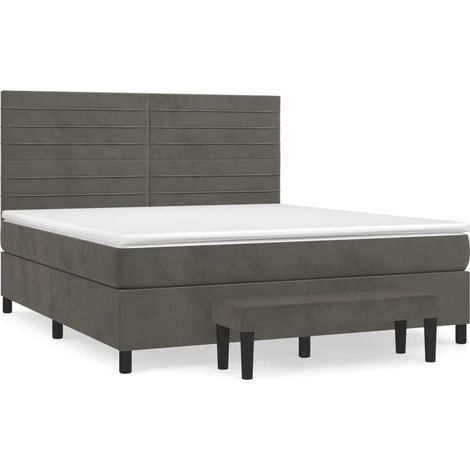 Maison Exclusive - Sommier à lattes de lit et matelas Gris foncé 180x200cm Velours (1/5)